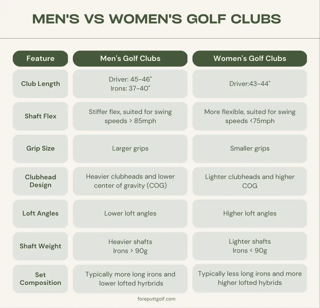 Men's vs. Women's Golf Clubs - Fore Putt Golf